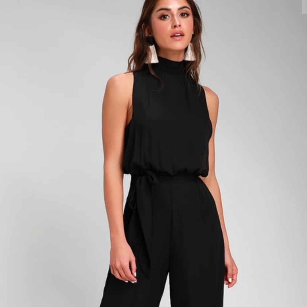 Lulus Black high neck jumpsuit with tie waist